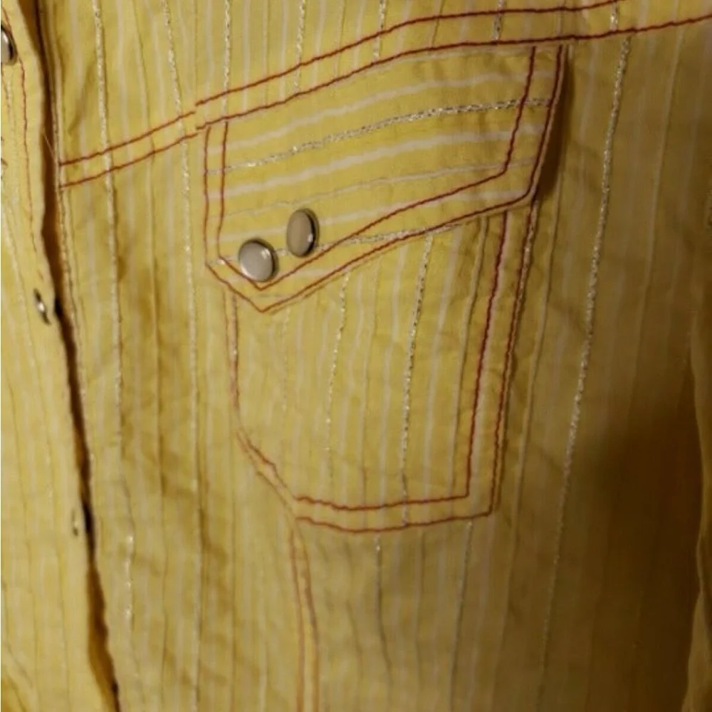 Georg Roth Yellow Button Down Shirt with Floral Accents - Picture 7 of 9